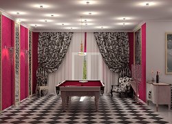 Натяжной потолок и шторы на потолочном карнизе Натяжной потолок и шторы на потолочном карнизе